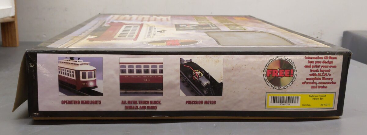 MTH 30-4027-0 Baltimore Transit Trolley Set w/Bumper reverse VG/Box