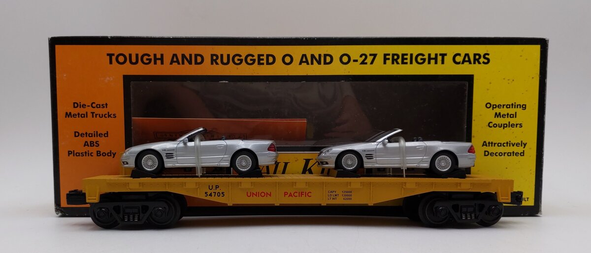 MTH 30-76167 O Gauge Union Pacific Flatcar with 2 SL55 Mercedes LN/Box