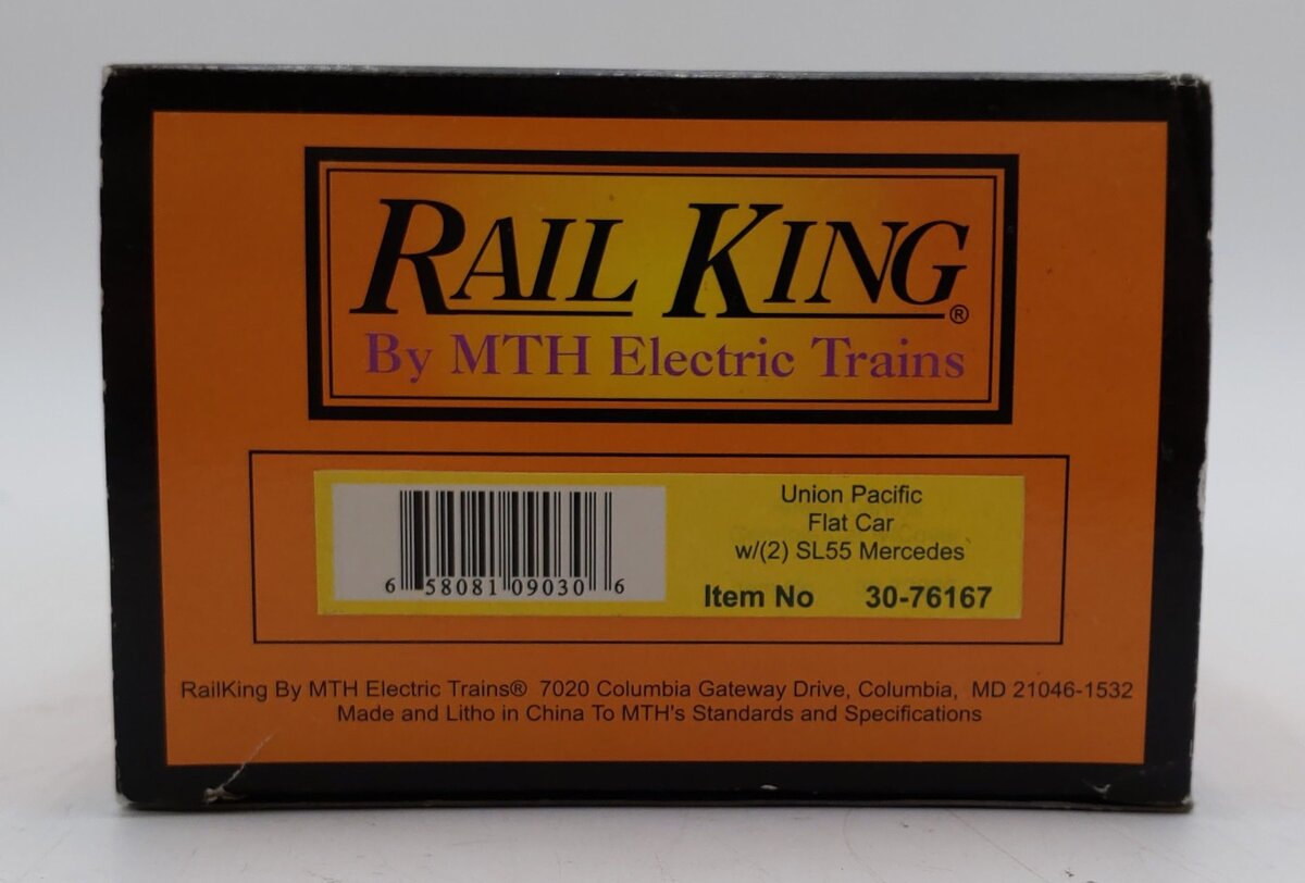MTH 30-76167 O Gauge Union Pacific Flatcar with 2 SL55 Mercedes LN/Box