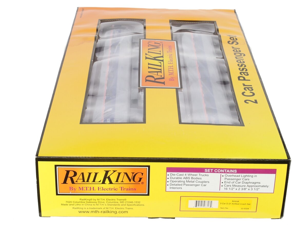 MTH 30-6504 O Amtrak RailKing O-31 Amfleet Coach Set (Set of 2) LN/Box