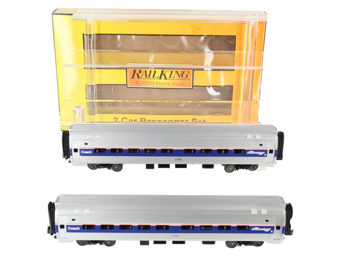 MTH 30-6504 O Amtrak RailKing O-31 Amfleet Coach Set (Set of 2) LN/Box