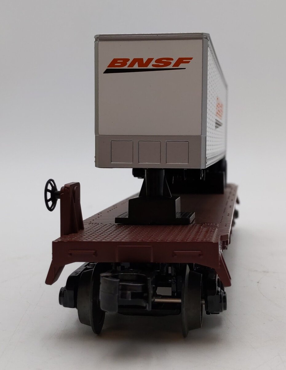 MTH 30-76462 O Burlington Northern Santa Fe Flat Car w/ Trailer #545650 LN/Box