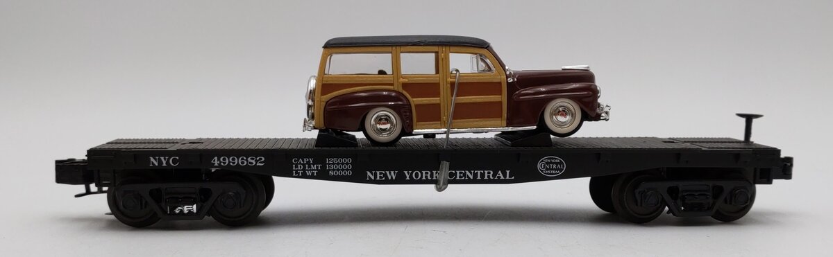 MTH 33-7614 O Gauge New York Central Flat Car w/48 Ford Woody PicKUp LN/Box