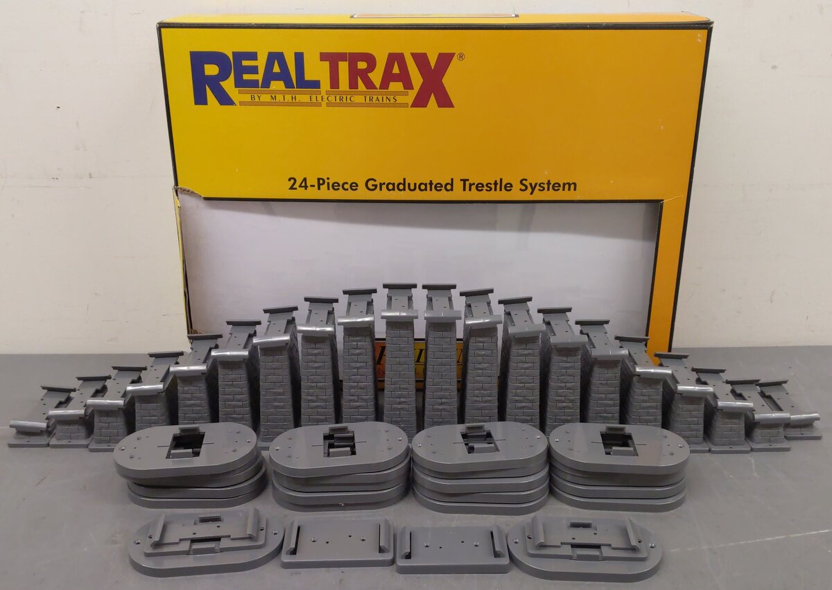 MTH 40-1033 O RealTrax - 24-Piece Graduated Trestle System Set LN/Box
