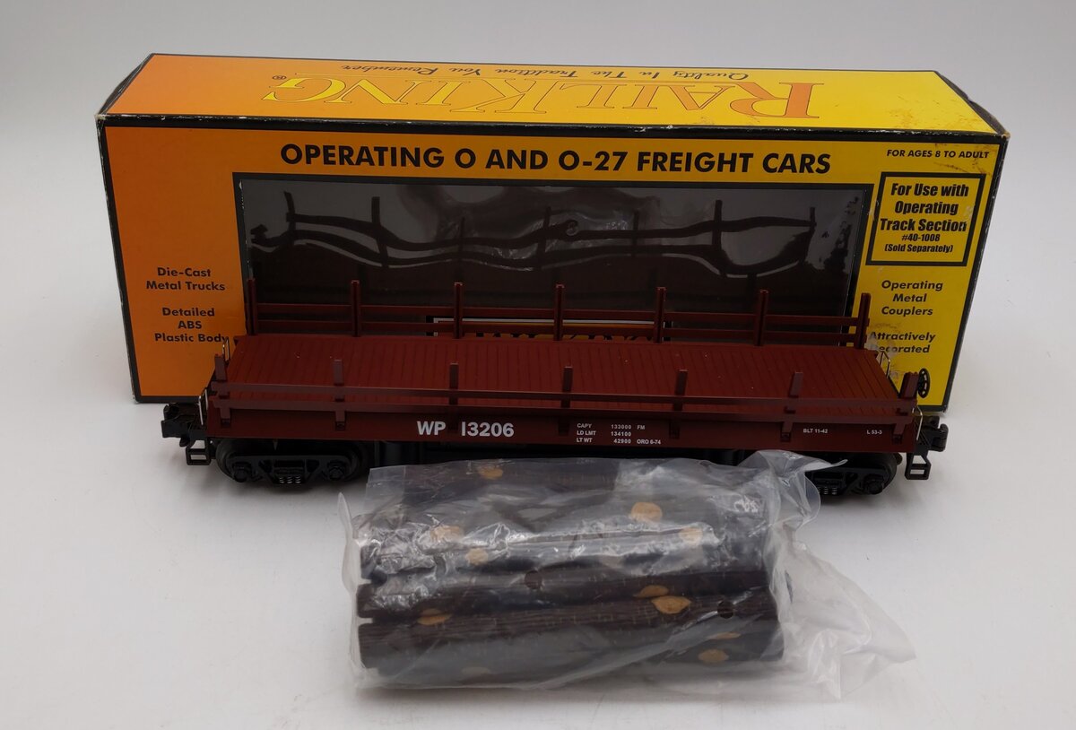 MTH 30-7959 Western Pacific Operating Flatcar with Logs #13206 LN/Box