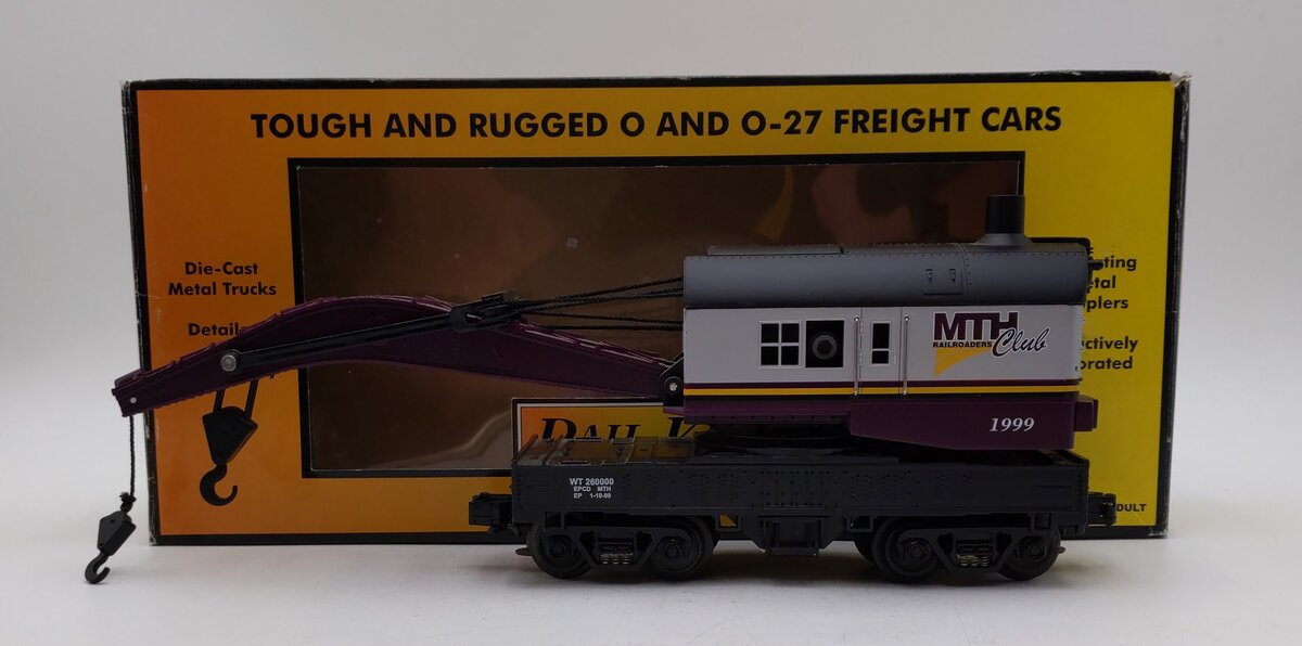 MTH 30-7928 O Gauge MTHRRC 1999 Operating Crane Car LN/Box