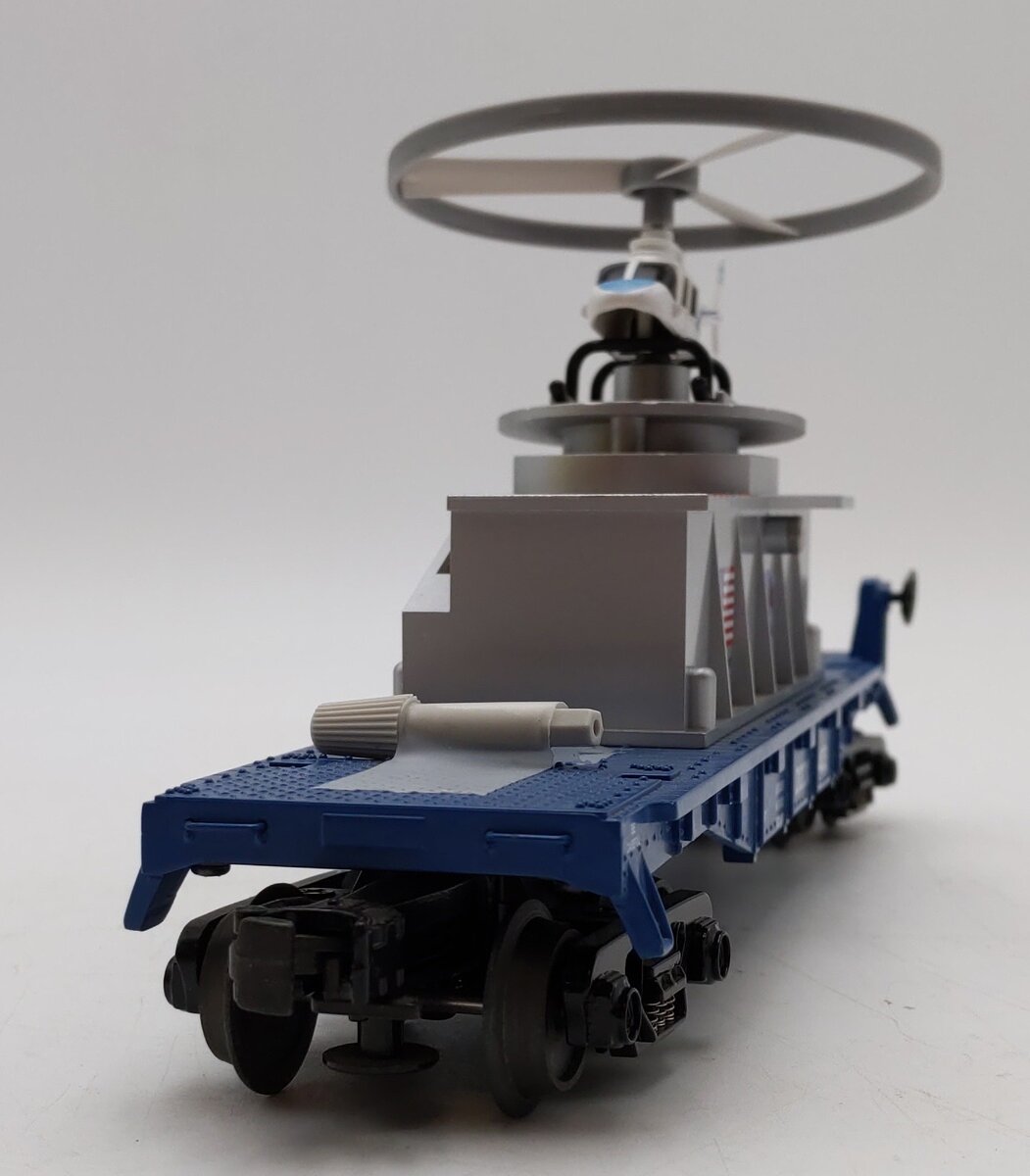 MTH 30-7940 O Gauge NASA Flatcar w/ Operating Helicopter LN/Box