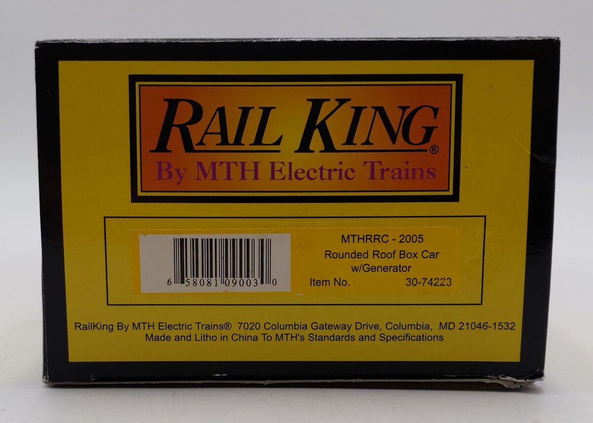 MTH 30-74223 O Gauge MTH RRC Rounded Roof Boxcar #2005 with Generator LN/Box