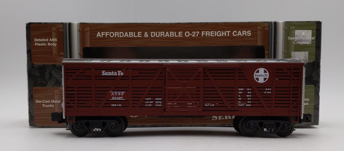 MTH 33-7704 O Gauge Santa Fe Stock Car #26427 LN/Box
