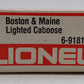 Lionel 6-9181 O Gauge Boston and Maine N5C Porthole Caboose LN/Box
