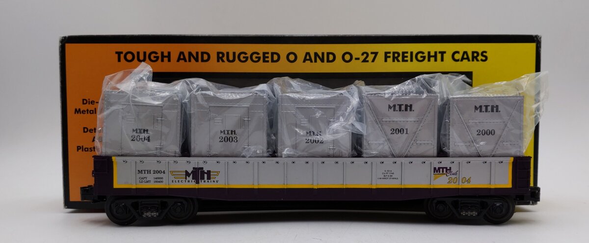 MTH 30-7267 O Gauge MTHRRC 2004 Gondola with 5 LCL Containers LN/Box