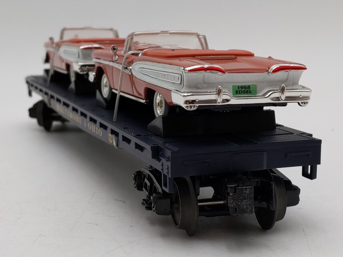 MTH 30-76498 O Baltimore & Ohio Flatcar w/‘58 Edsel Citations LN/Box