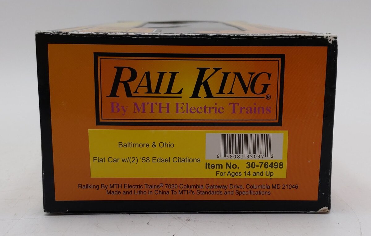 MTH 30-76498 O Baltimore & Ohio Flatcar w/‘58 Edsel Citations LN/Box