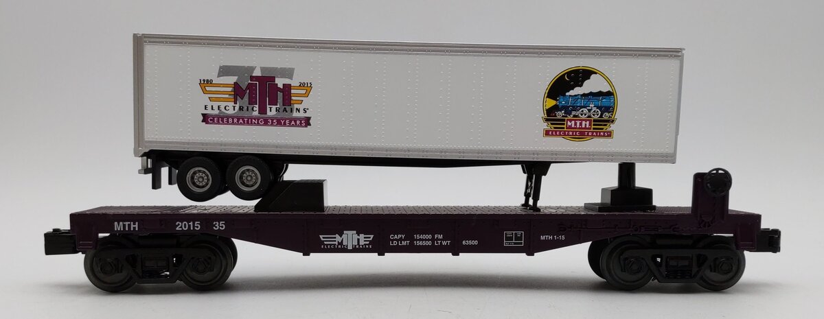 MTH 30-76600 O Gauge MTH 35th Anniversary Flat Car with Trailer LN/Box