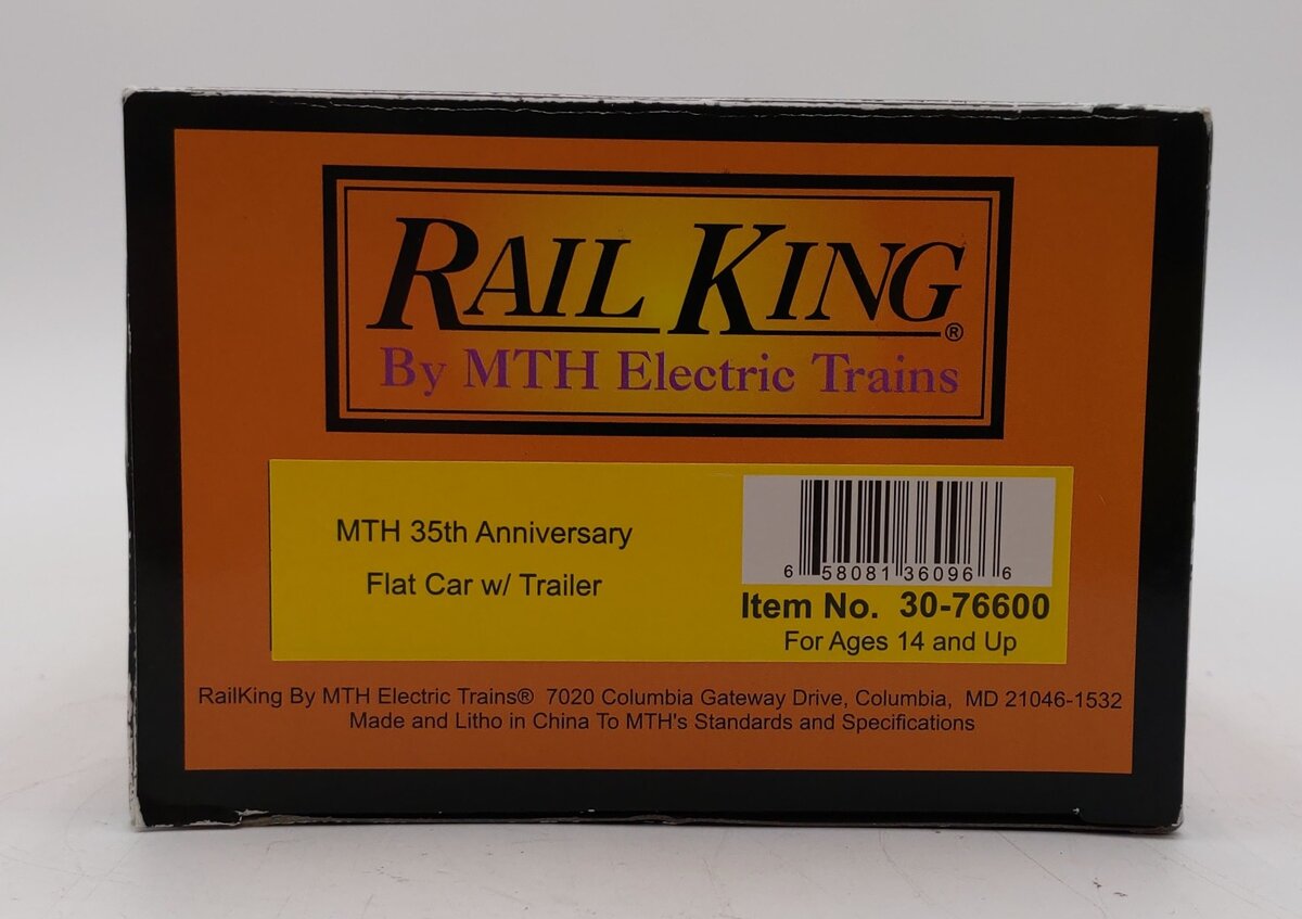 MTH 30-76600 O Gauge MTH 35th Anniversary Flat Car with Trailer LN/Box