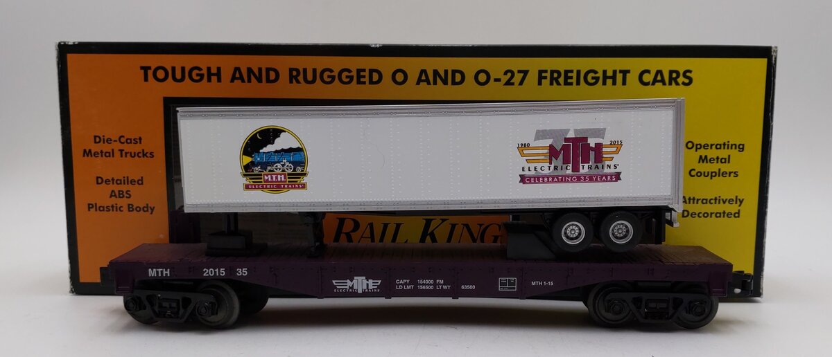 MTH 30-76600 O Gauge MTH 35th Anniversary Flat Car with Trailer LN/Box