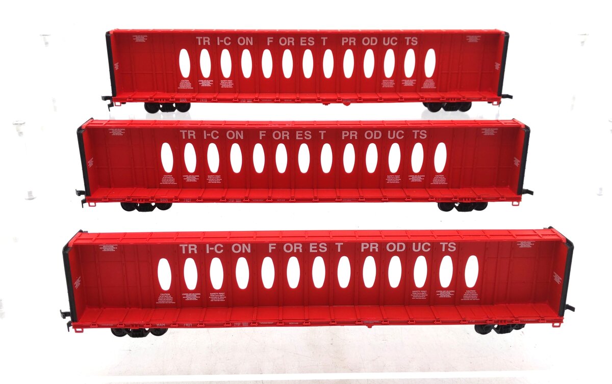 Walthers 932-34115 HO Tri-Con Forest Products 72' Centerbeam Flatcars (Set of 3) LN/Box