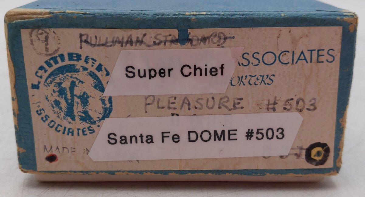 Lambert BRASS HO Nickel Plate Santa Fe Super Chief Dome Car #503 VG/Box