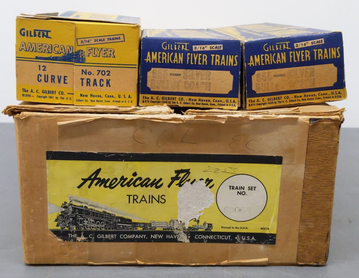 American Flyer 5306T S Vintage Silver Bullet Passenger Set VG/Box