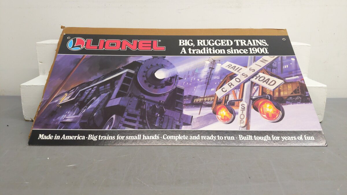 Lionel 1989 "Big, Rugged Trains" Cardboard Store Display Sign 29"x16" EX/Box