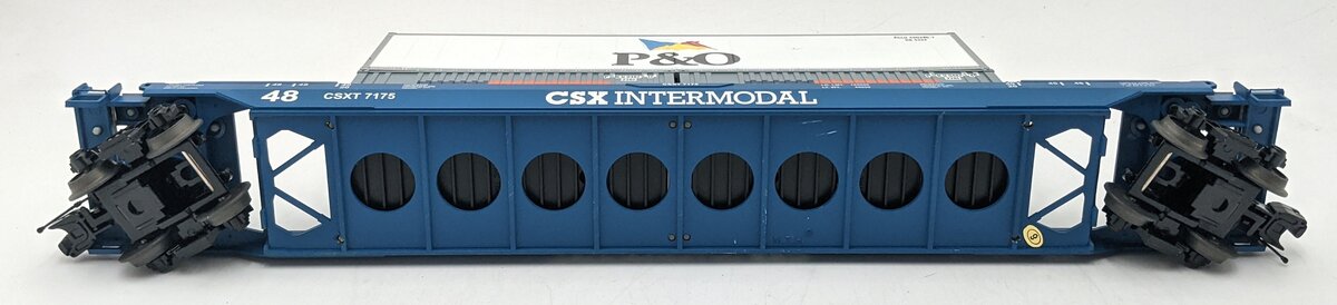 MTH 20-95061 O Scale CSX Husky Stack Car w/3 Containers #7175 EX