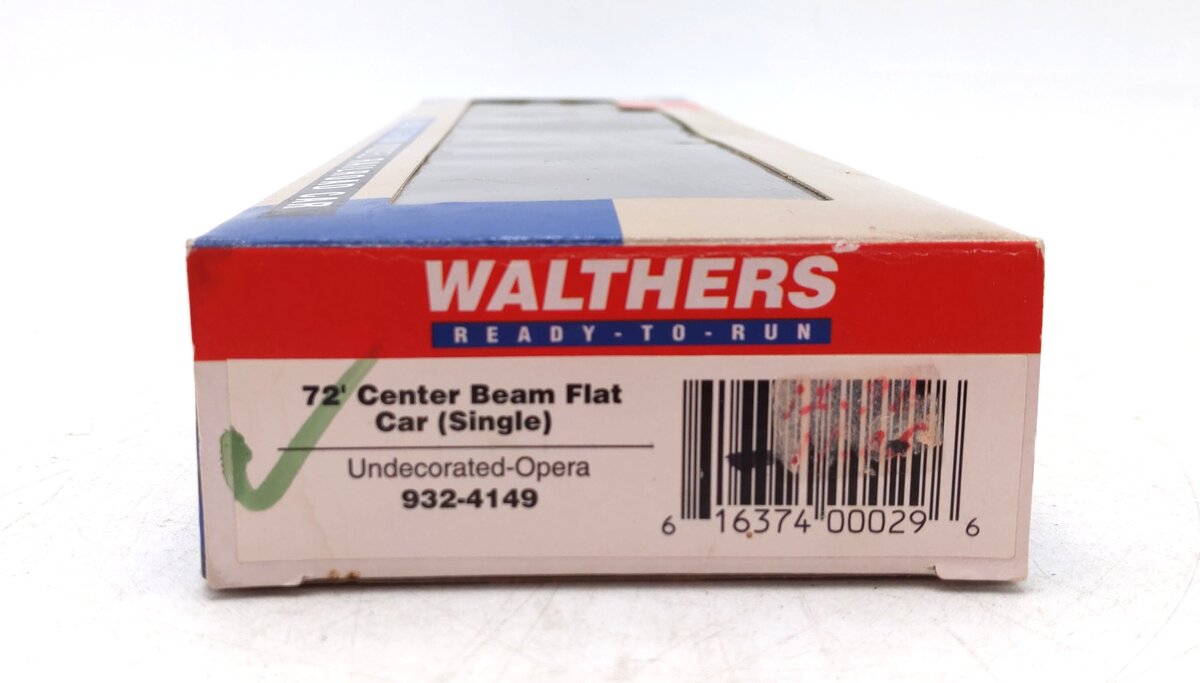 Walthers 932-4149 HO Scale Undecorated -Opera 72' Centerbeam Flat Car EX/Box