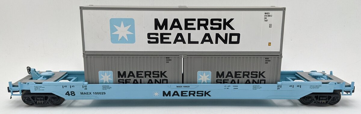 MTH 20-95062 O Scale Maersk Sealand Stack Car w/3 Containers #100029 VG