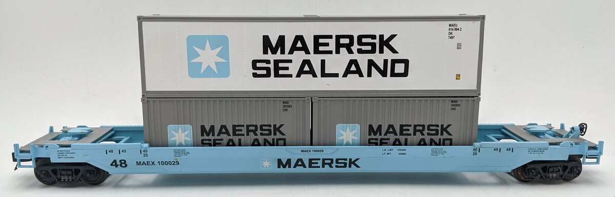 MTH 20-95062 O Scale Maersk Sealand Stack Car w/3 Containers #100029 VG