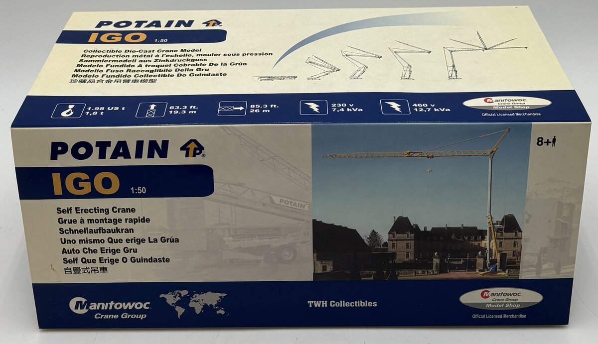 TWH Collectibles 1:50 Manitowoc Potain IGO Self Erecting Crane Diecast EX/Box