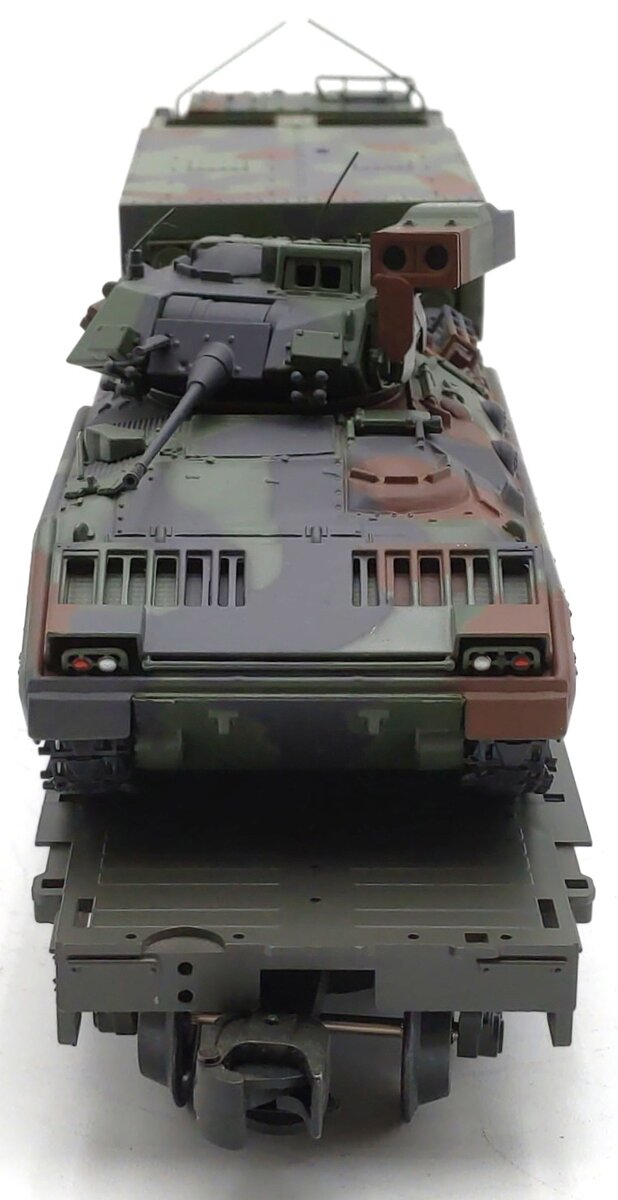 Weaver U2519LD O US Army 50' Flatcar #38482 w/Vehicles - 3 Rail LN