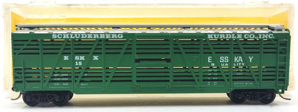 Atlas 3552 N Scale ESKX Schlud. & Kurdle 50' Meats Stockcar LN/Box