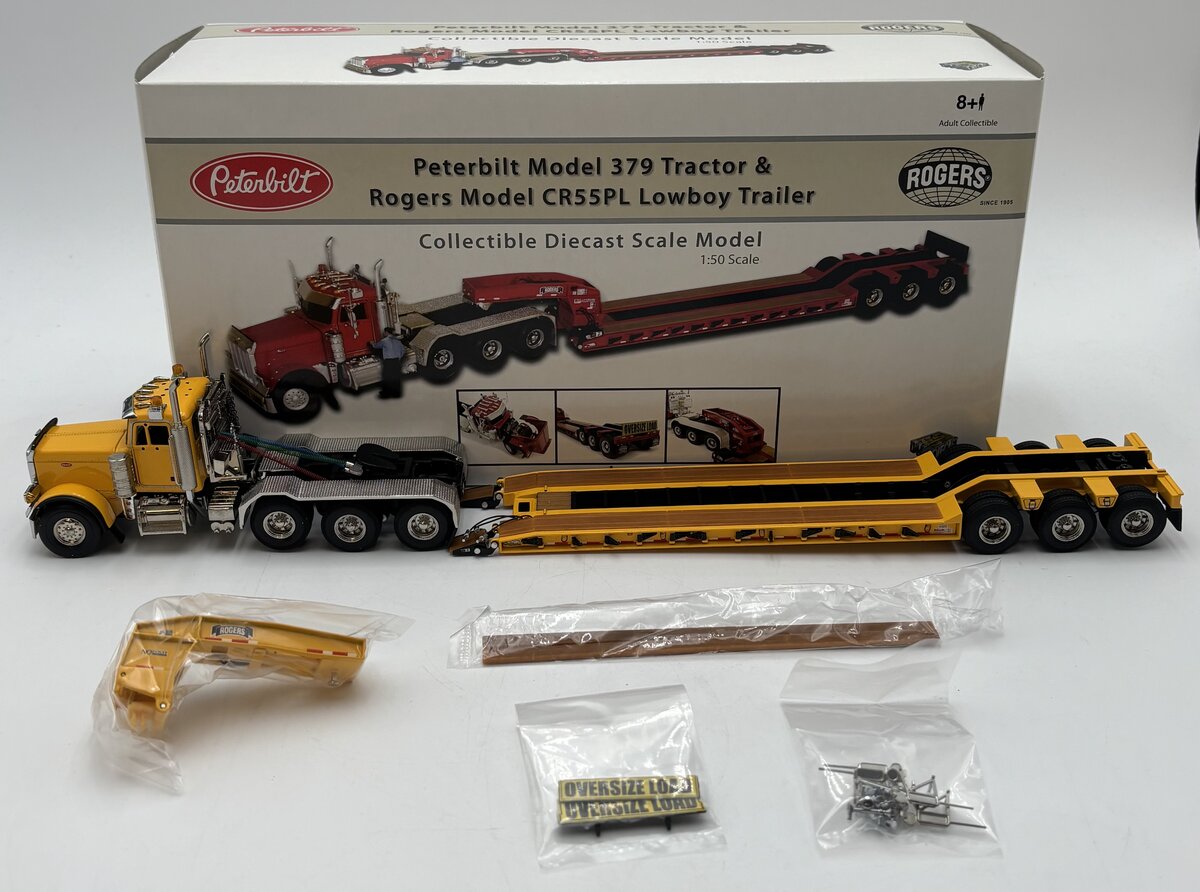TWH Collectibles TWH010 1:50 Peterbilt 379 Tractor/Rogers CR55PL Lowboy Trailer LN/Box