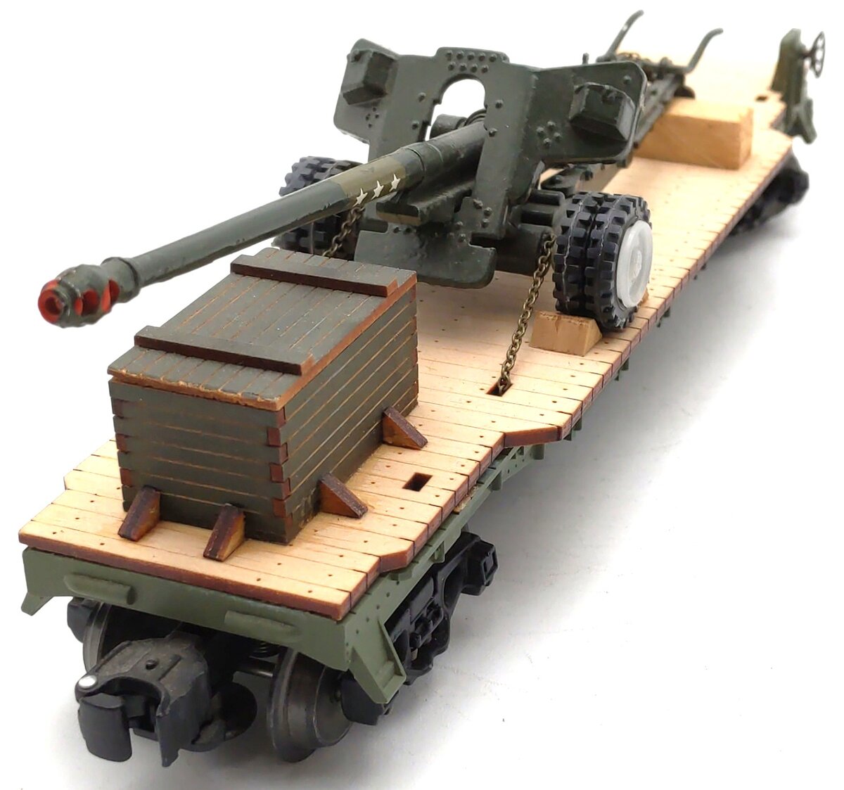Lionel O Gauge US Army Flatcar w/USSR Artillery Gun #6424 - Custom EX