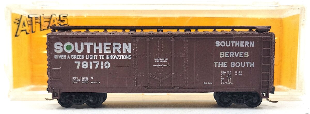 Atlas 3318 Atlas N Scale Southern 40' Plug Door Boxcar #781710 LN/Box