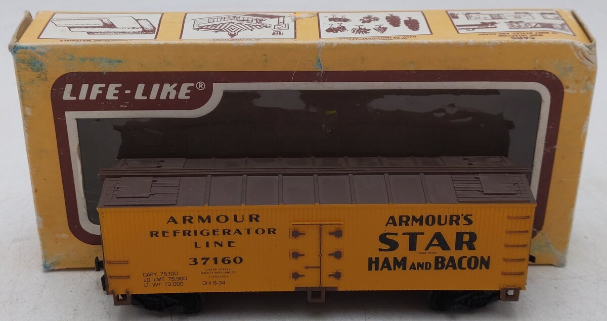 Life Like 8505 HO Scale Armour Refrigerator Line Reefer Car #37160 EX/Box