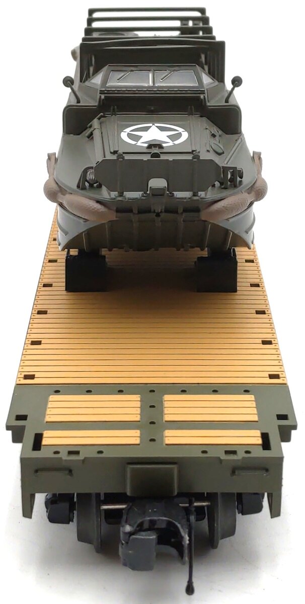 MTH 20-92215 O Scale U.S. Army Premier Flatcar w/GMC DUKW 353 LN