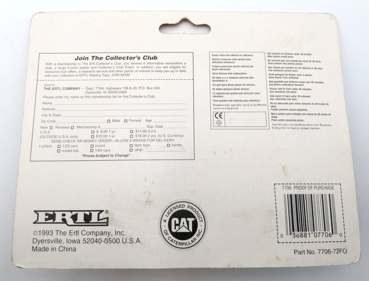 Ertl 7706 1:64 Scale Diecast Caterpillar Pickup Truck LN/Box
