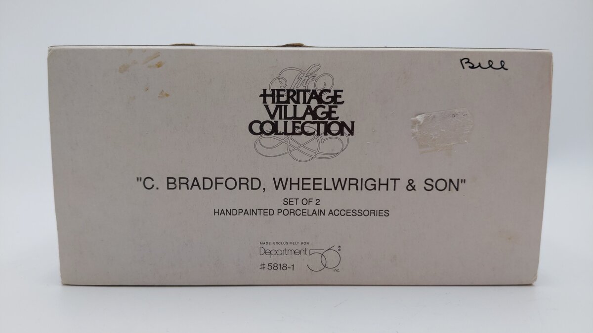 Dept 56 5818-1 Heritage Village Collection C. Bradford, Wheelwright, & Son Figs. LN/Box