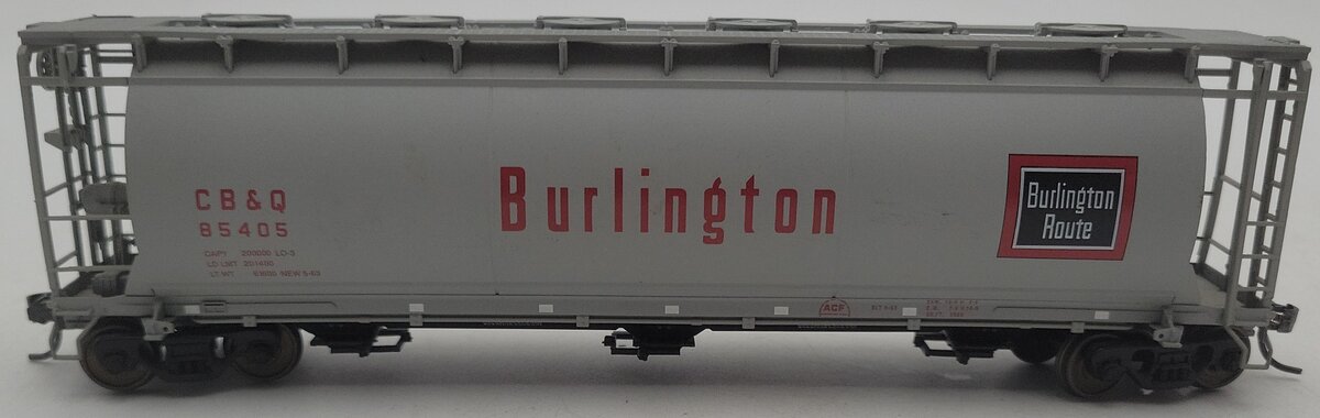 Atlas 1932-5 HO Scale Burlington ACF 3-Bay Cylindrical Hopper #85405 EX/Box