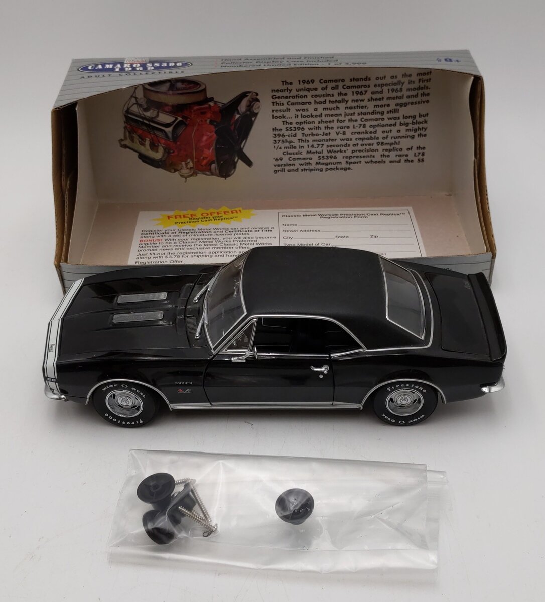 Classic Metal Works 1:24 Scale Camaro SS396 1969 (Black) LN/Box