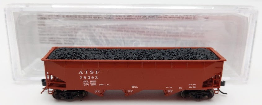 Bluford Shops 73456 N Scale 1950's Santa Fe 3 Bay Offset Side Hopper Car #78593 EX/Box