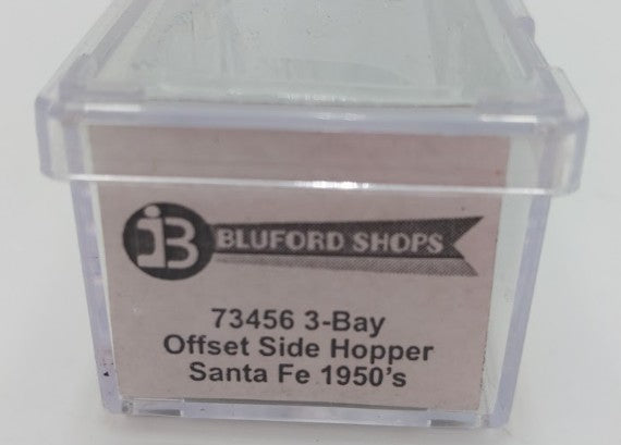Bluford Shops 73456 N Scale 1950's Santa Fe 3 Bay Offset Side Hopper Car #78593 EX/Box
