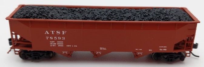 Bluford Shops 73456 N Scale 1950's Santa Fe 3 Bay Offset Side Hopper Car #78593 EX/Box