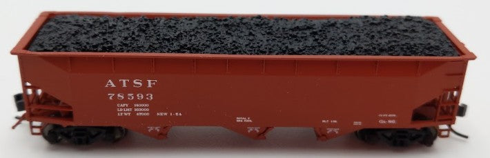 Bluford Shops 73456 N Scale 1950's Santa Fe 3 Bay Offset Side Hopper Car #78593 EX/Box