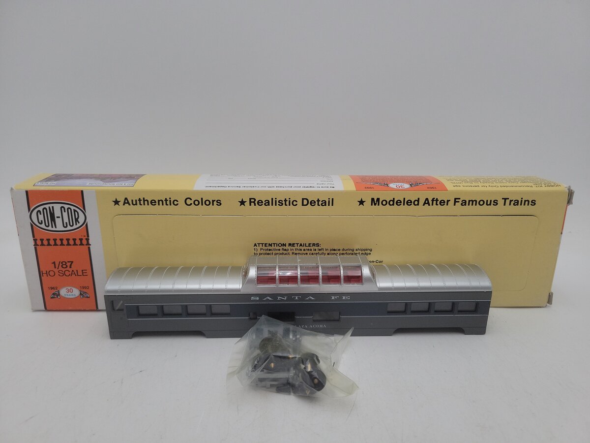 Con-Cor 0001-00940D-1 HO Scale Santa Fe Plaza Acoma Dome Passenger Car #502 EX/Box