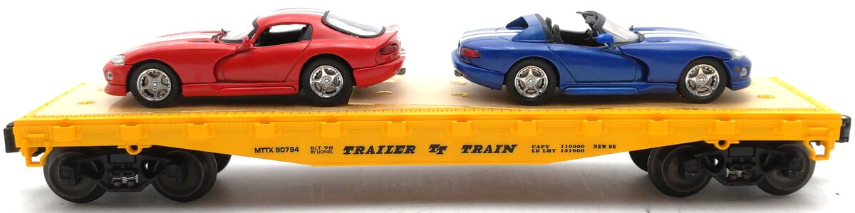 Lionel 6-17527 O Gauge Trailer Train Flatcar with Two Dodge Vipers EX