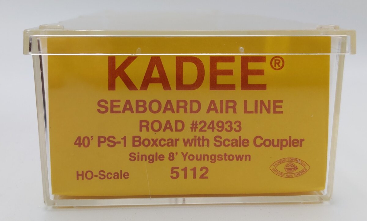 Kadee 5112 HO Scale Seaboard Airline 40' PS-1 Boxcar w/Scale Coupler #24933 EX/Box