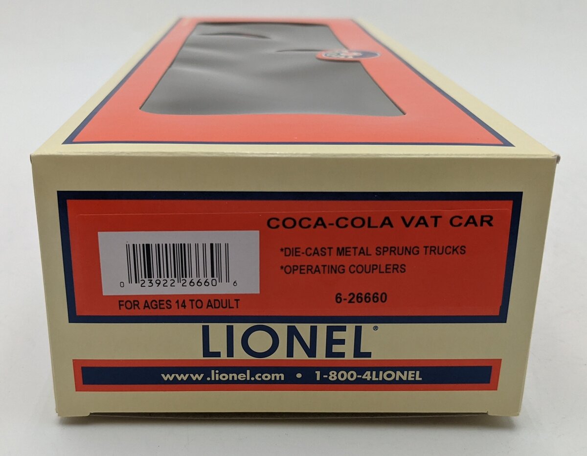 Lionel 6-26660 O Gauge Coca-Cola Vat Car NIB