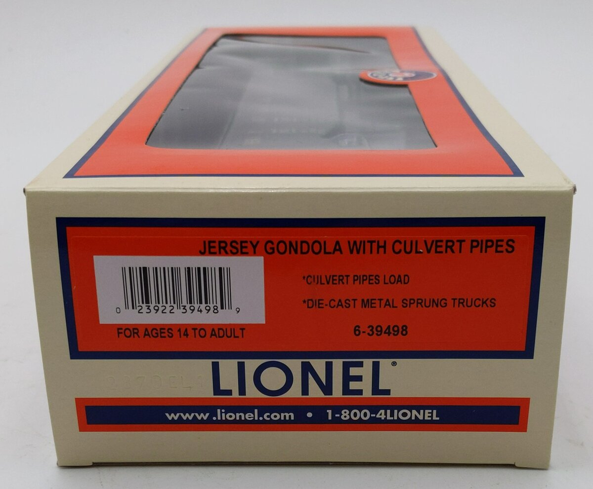 Lionel 6-39498 O Gauge Jersey Gondola With Culverts #39498 MT/Box