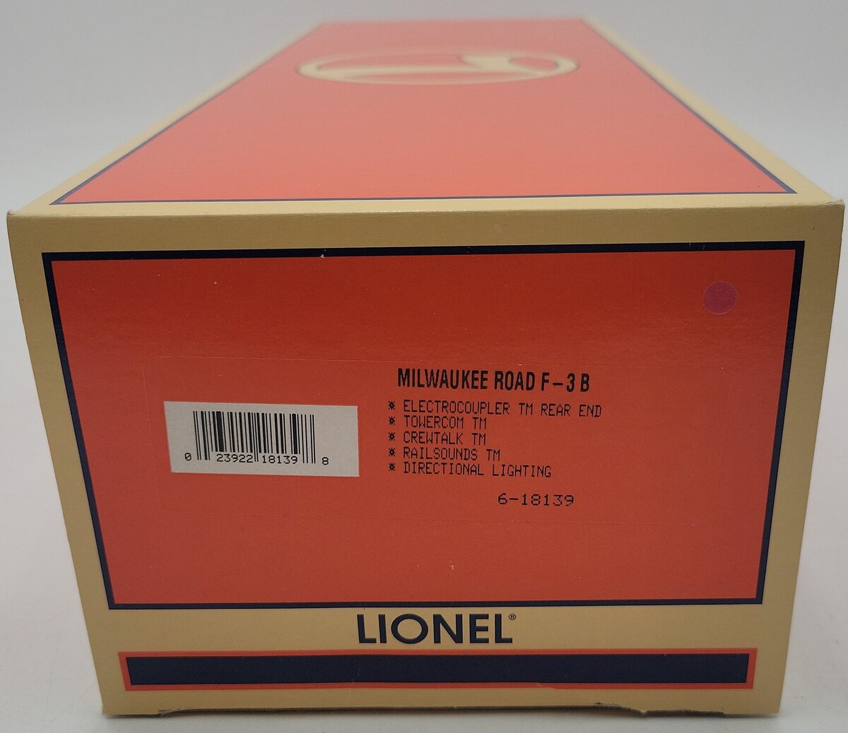 Lionel 6-18139 O Gauge Milwaukee Road F3 B Unit Non-Powered Diesel Locomotive LN/Box